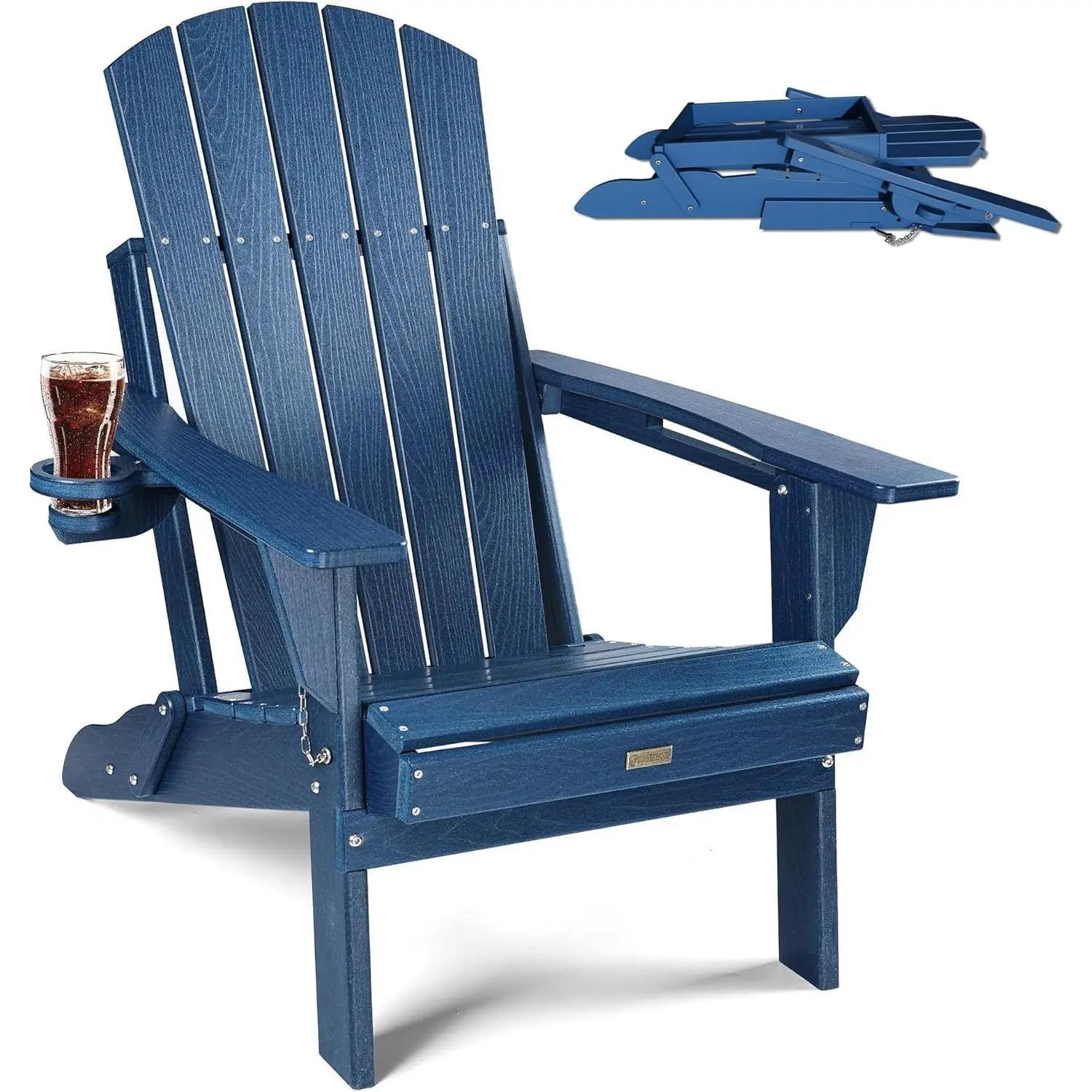 Outvita Adirondack Chair with Cup Holder: Folding Adirondack Chairs Plastic HDPE Material Furniture - Composite Fire Pit Chairs Foldable for Outdoor/Backyard/Garden/Lawn/Deck/Porch/Patio Summervibes