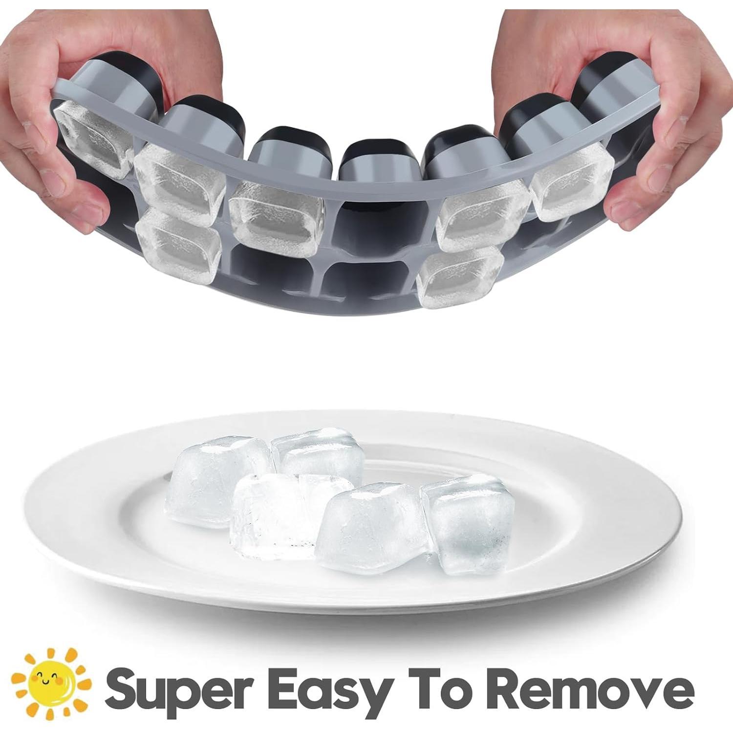 Ice Cube Tray 4 Pack, Easy-Release & Flexible 56 count  Ice Cube Trays with Spill-Resistant Removable Lid, Stackable Ice Trays with Covers for Freezer,