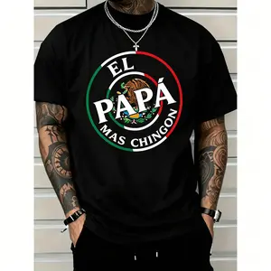 Father's Day El Papa Mas Chingon Funny Mexican Dad Premium T-shirt Funny men short sleeve graphic T-shirt series black huggy Streetwear Casual， streetwear, tiktok shop deals, summer outfits, guys gifts, summer clothes, gifts for him, graphic tee, men's sh