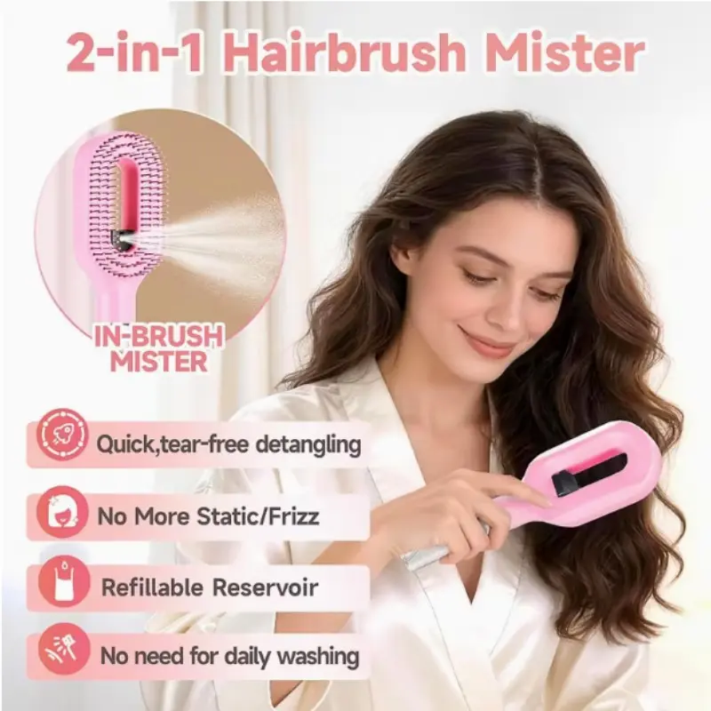 1pc Smooth Back Water Spray Hair Brush, Haircare Brush, Edge Brush For Trimming Hair Edges, Providing Luster For All Hair Types, Straightening Curly Hair, Restoring Shine And Texture, Hair Clip
