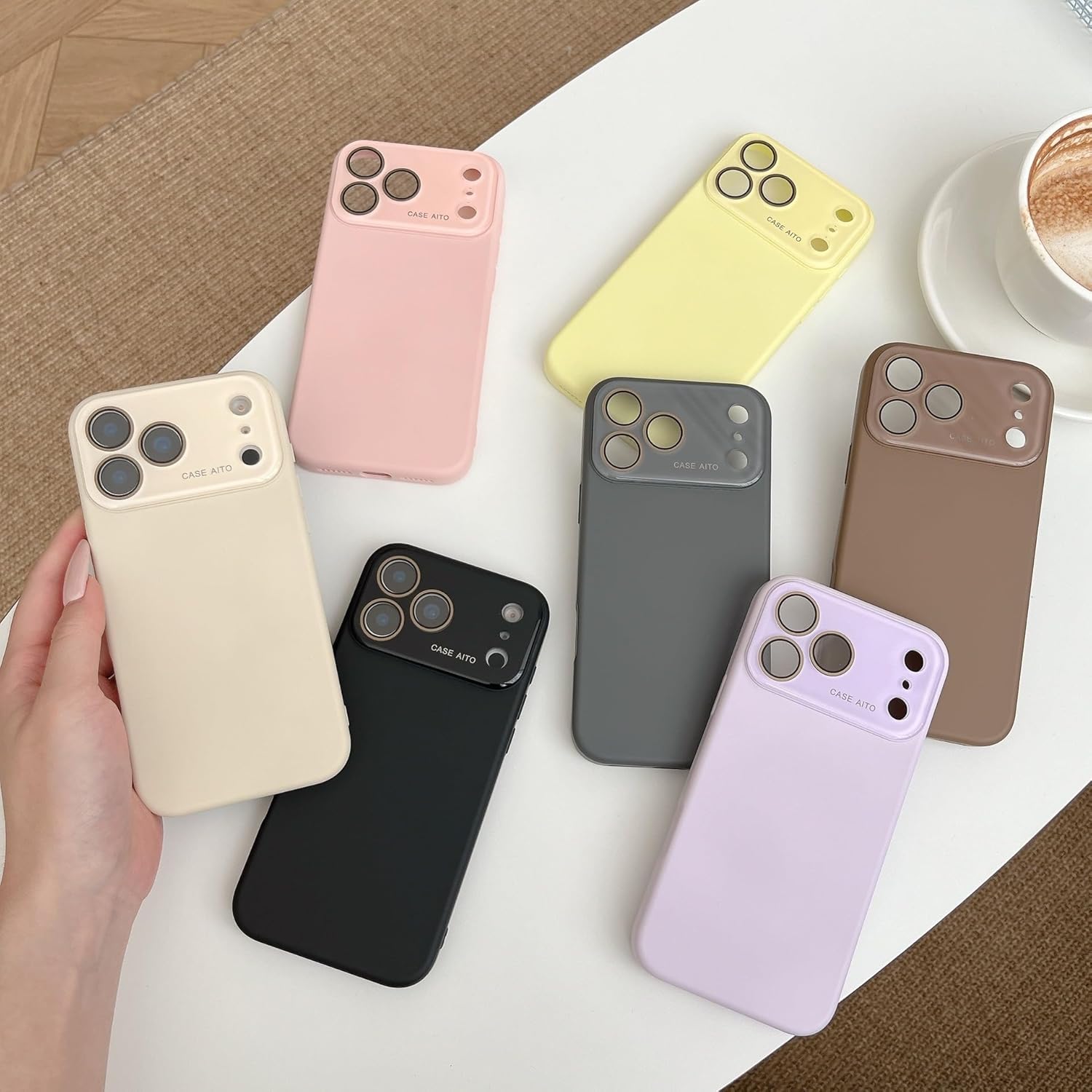 Phone case for iphone 17 16 15 14 13 12 11 pro max plus ,Frosted Solid Color Shockproof Camera Lens Protection Phone Bumper Cover phone Cases for iPhone17 pro max