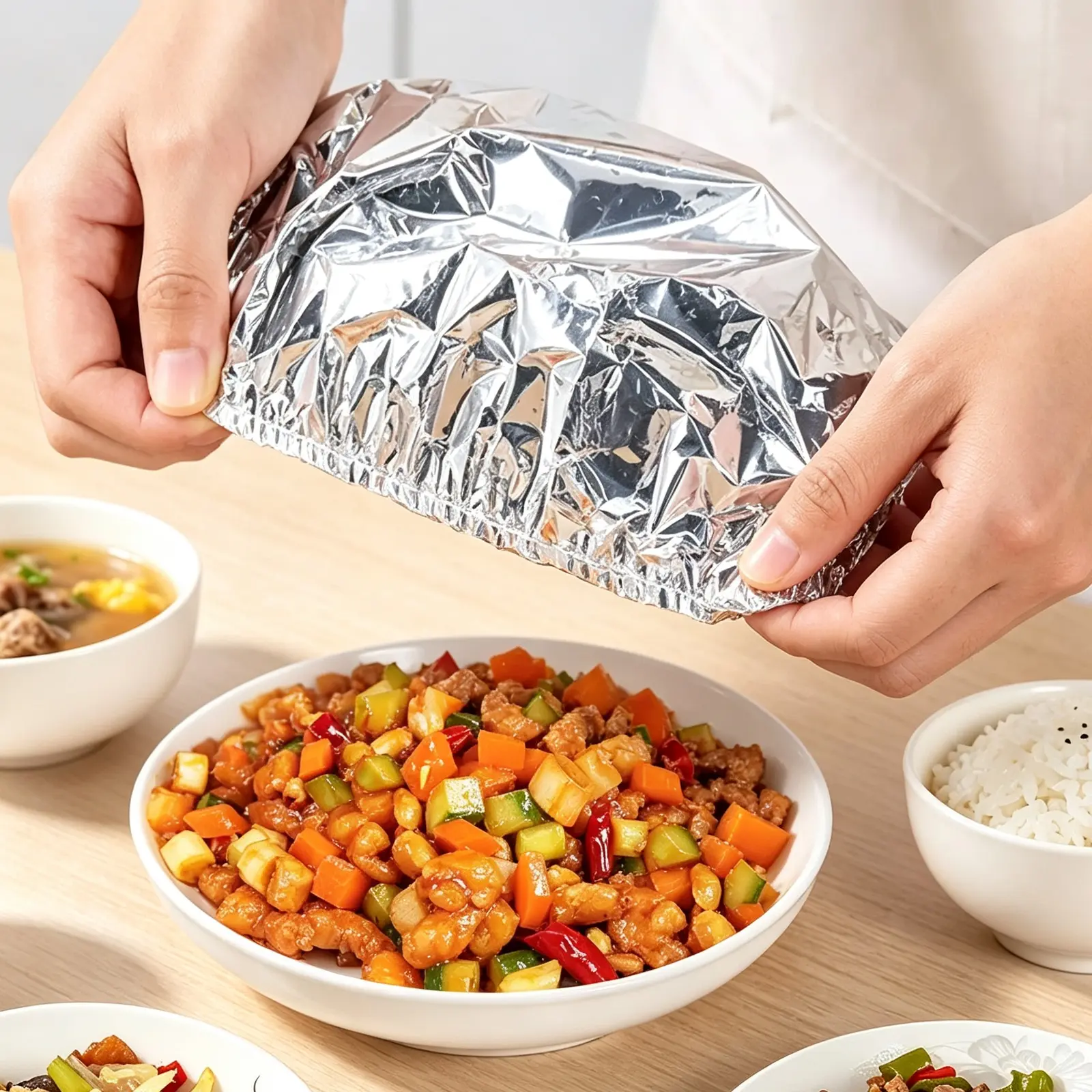Premium Aluminum Heat Retaining Cover Sheets Fit Household Dining Table Food Holders, Versatile Kitchen Supply for Retaining Food Temperature and Preserving Meal Freshness, Sturdy High-Grade Aluminum Foil Material
