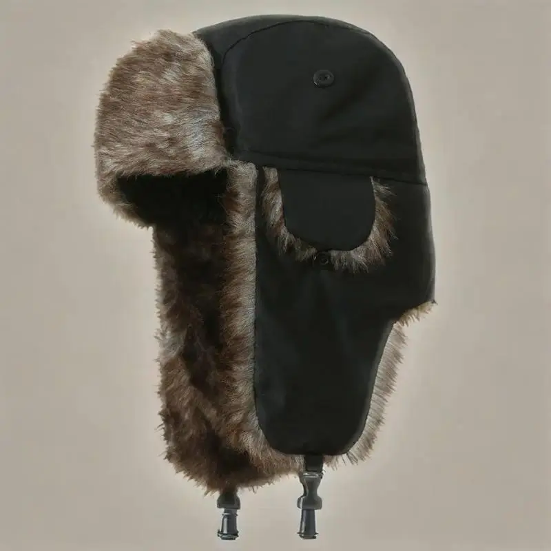 Men's Accessories Winter Trapper Hat - Men's Women's Faux Fur Aviator Ushanka, Army Green, Windproof Earflap Cap for Outdoor Skiing