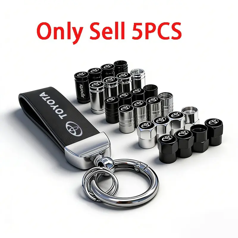 Car Keychain Suede Keyring with Tire Valve Caps Tyre Rim Stem Covers For Toyota Corolla C-hr Rav4 86 Avensis T25 Auris Land Cruiser Yaris Hilux Prius Camry
