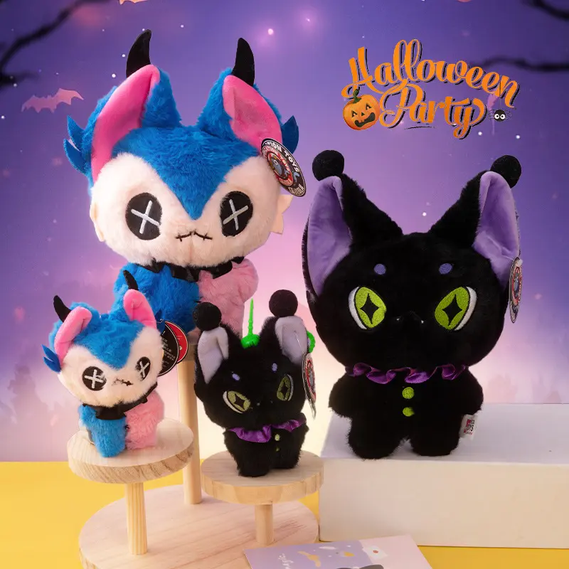 Gothic Dark Demon Cat Plush Toy – Halloween & Birthday Terror Gothic Stuffed Doll Gift, Spooky Mischievous Dark Series Mini Pendant for Kids & Friends, Perfect Gift for Halloween, Christmas, Birthdays & Valentine's Day