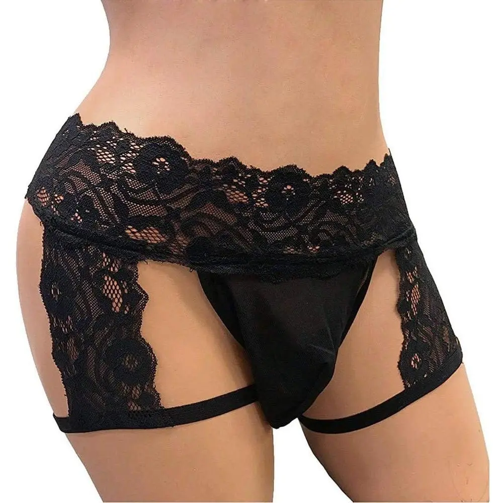 Mens Lace Panties Sexy Underwear Boxer Briefs Pouch Underwear Lingerie for Men Bikini Briefs Sissy Pouch Crossdress Panties