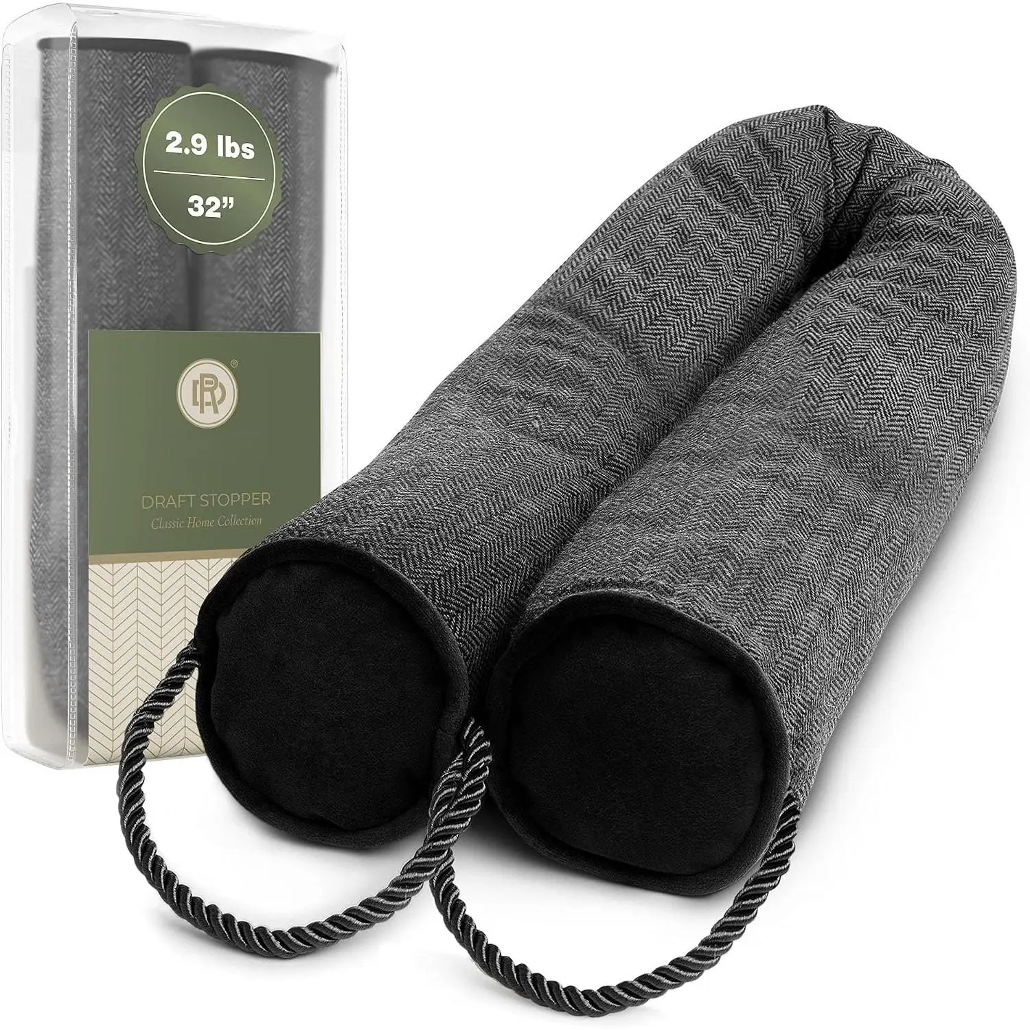 Heavy Duty Under Door Draft Stopper and Noise Blocker, Sound Proof Under Door Draft Guard for Doors and Windows, Provides Air Insulation and Weather Stripping for Doors (Black, 32 Inches)