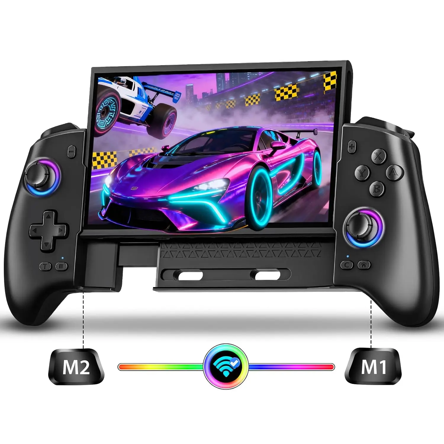 Controller for  /OLED/ 2, Rechargeable Pro Controllers with 15 Lights Color, Retractable - Handheld Control with Hall Effect Joysticks,Turbo,  Vibration