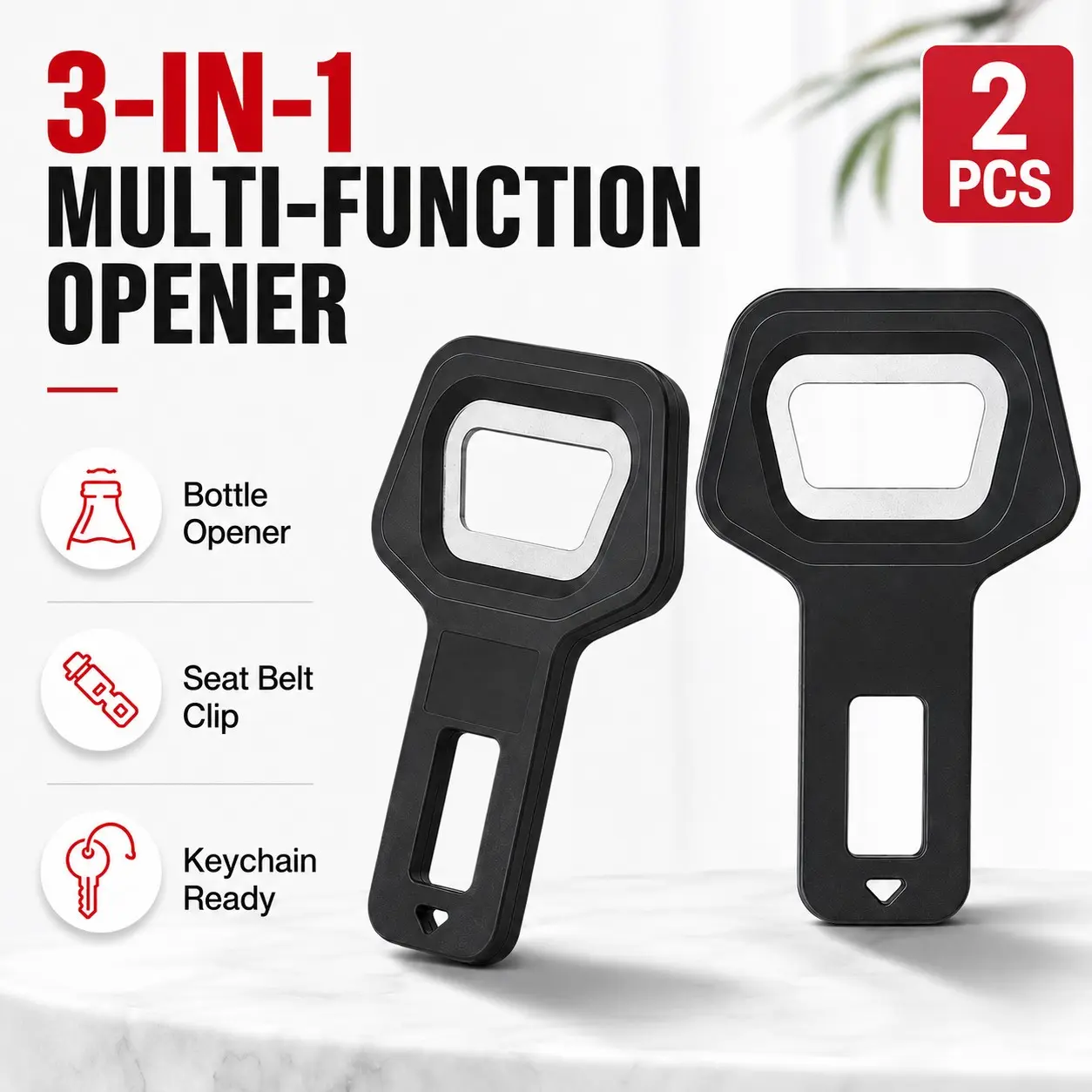 2-Pack Multi-Function Bottle Opener Keychain, 3-In-1 Portable Cap Opener, Car Seat Belt Tool, Beer Opener, Perfect Gift, Outdoor Camping Travel Home Restaurant Multifunctional Tool