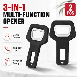 2-Pack Multi-Function Bottle Opener Keychain, 3-In-1 Portable Cap Opener, Car Seat Belt Tool, Beer Opener, Perfect Gift, Outdoor Camping Travel Home Restaurant Multifunctional Tool
