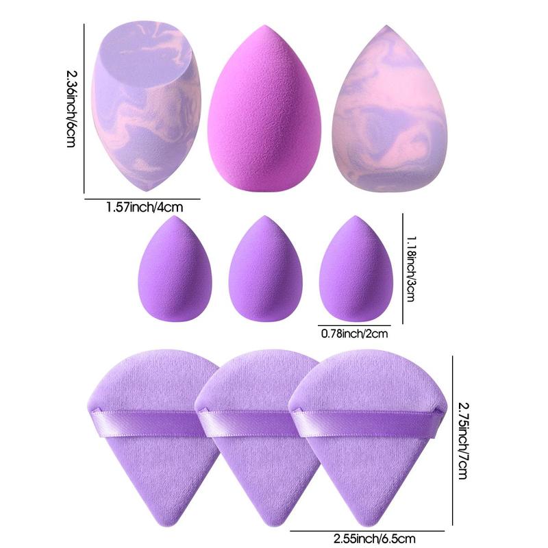 Makeup Sponge & Puff Beauty Blender Set, 9 Counts/set Versatile Powder Puffs & Beauty Blenders, Face Beauty Makeup Cosmetic Tool, Christmas Gift