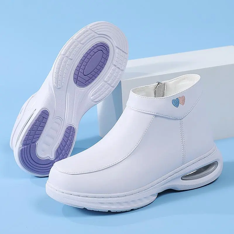 Nurse shoes leather soft sole non-slip piled thickened hospital work cotton shoes