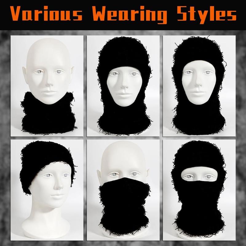 Balaclava Ski Mask for Men Women Shiesty Mask Shaggy Knitted Full Face Ski Mask Windproof Neck Warmer`