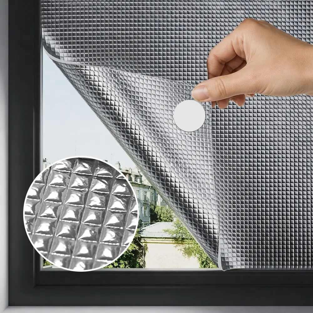3.5mm Thick Window Insulation Film, Cuttable Double-Sided Aluminum Foil, No Adhesive, Thermal Insulation with Nano Tape