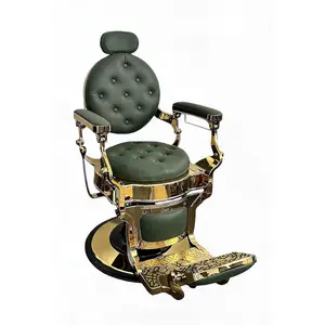 Vintage Barber Chair – Hydraulic Recline, Adjustable Height, 360° Swivel, Headrest & Footrest, 700lbs Capacity – Professional Salon, Beauty, Tattoo Studio Chair, Green/Brown/Black(2 Boxes)