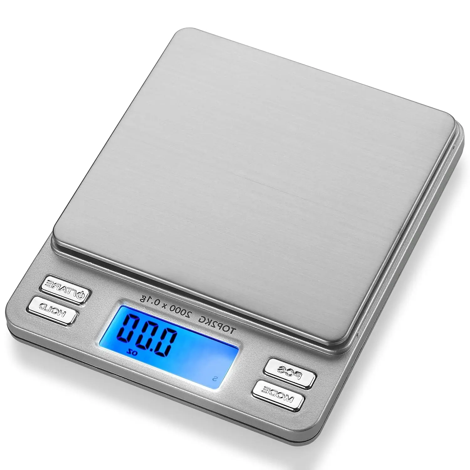 Smart Weigh Pro Digital Pocket Scale – 2000g x 0.1g Precision Gram Scale with LCD Display, 6 Weighing Units, Hold & Count Functions – Includes 2 Trays and Batteries (Silver)