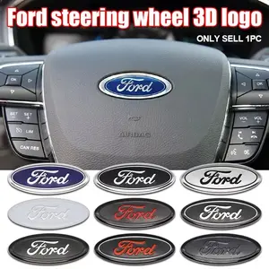Car Steering Wheel Center Emblem ABS Logo Stickers Interior Accessories Decor Ring Cover For Ford Galaxy Bronco Ecosport Maverick Escape PUMA Tourneo F150 F350 F250 C-MAX Vertrek B-MAX Escort Flex Figo EDGE KA S-MAX