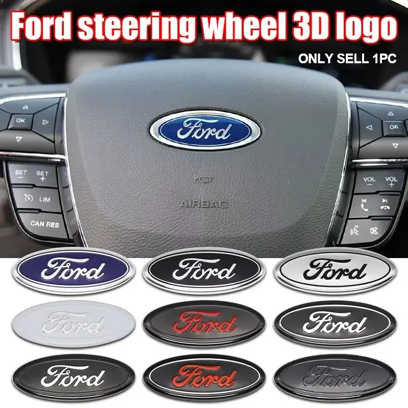 Car Steering Wheel Center Emblem ABS Logo Stickers Interior Accessories Decor Ring Cover For Ford Galaxy Bronco Ecosport Maverick Escape PUMA Tourneo F150 F350 F250 C-MAX Vertrek B-MAX Escort Flex Figo EDGE KA S-MAX