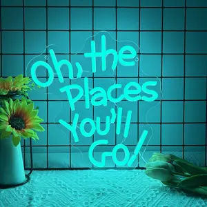 "that places you will go"Sign Vibrant Ice Blue LED Wall Hanging Neon Light,USB Powered for Man Cave, Bar, Cafe, Party,Garden, Doors and Windows, Pavilion, Hotel, Gift