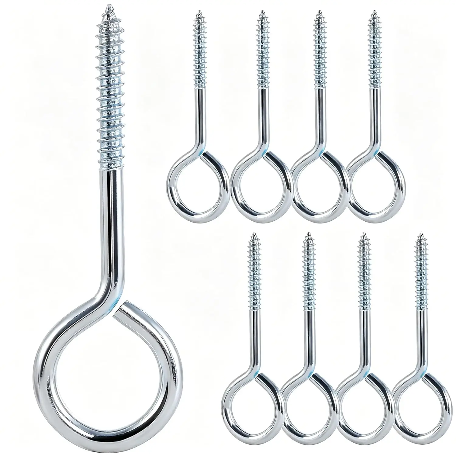 8 count Screw Eye Hooks, 3 Inches Eye Hooks, Heavy Duty Screw Eye Bolt, Eye Screws for Indoor Outdoor Use, 200Lbs Capacity (8pcs)