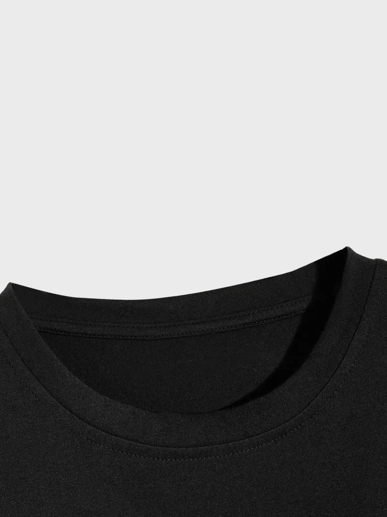 Men's Flag Print Round Neck Long Sleeve Tee, Athletic Sports Clothing, Regular Fit Casual Crew Neck T-shirt for Fall & Winter, Men's Top for Daily Wear