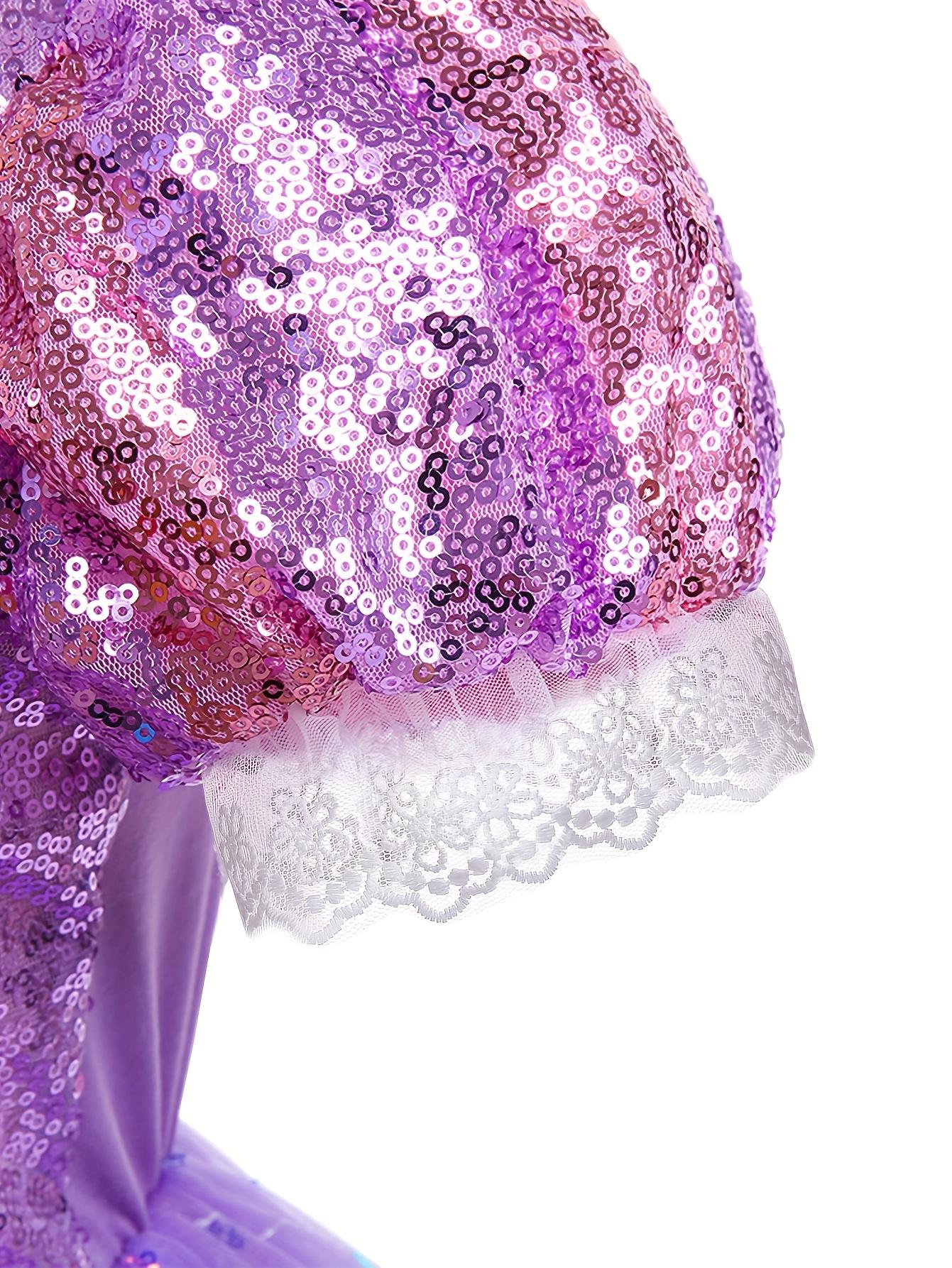 New[Purple Princess] Purple Princess Dress for Girls |             Includes Crown, Necklace, Ring & Bag Set - Perfect for Birthdays, Halloween, Christmas Parties & Performances Gifts  Gifts