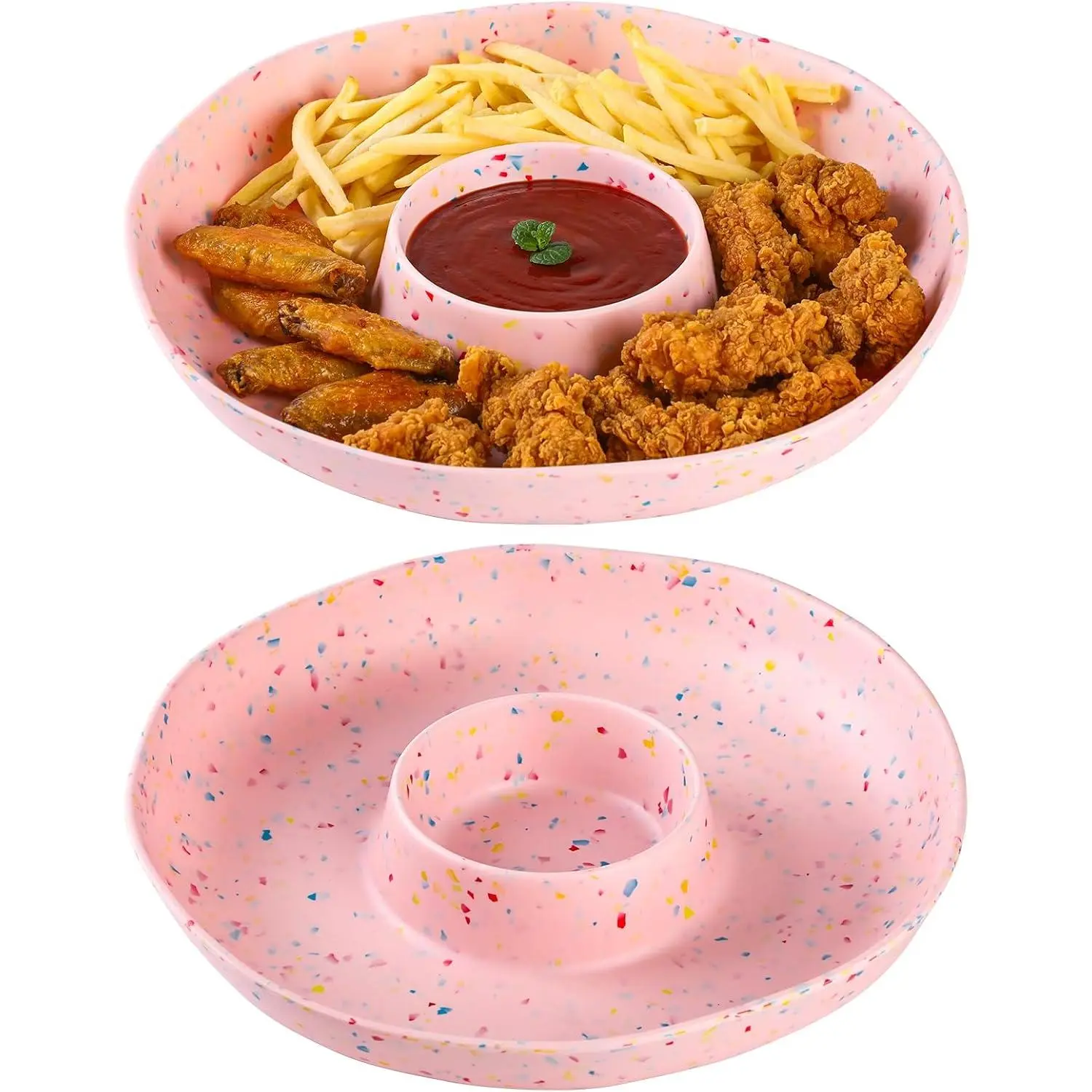Chip and Dip Serving Set Divided Serving Platter Appetizers and Cheeses Serving Tray  Compartment Dishes for Party, Christmas, Dessert, Fruit, Candy, 13-inch Set of 2