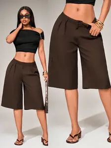 Women's Casual Fashion Solid Color Suit Shorts, Stylish and Comfortable, Perfect for Daily Wear, Trendy and Versatile Piece