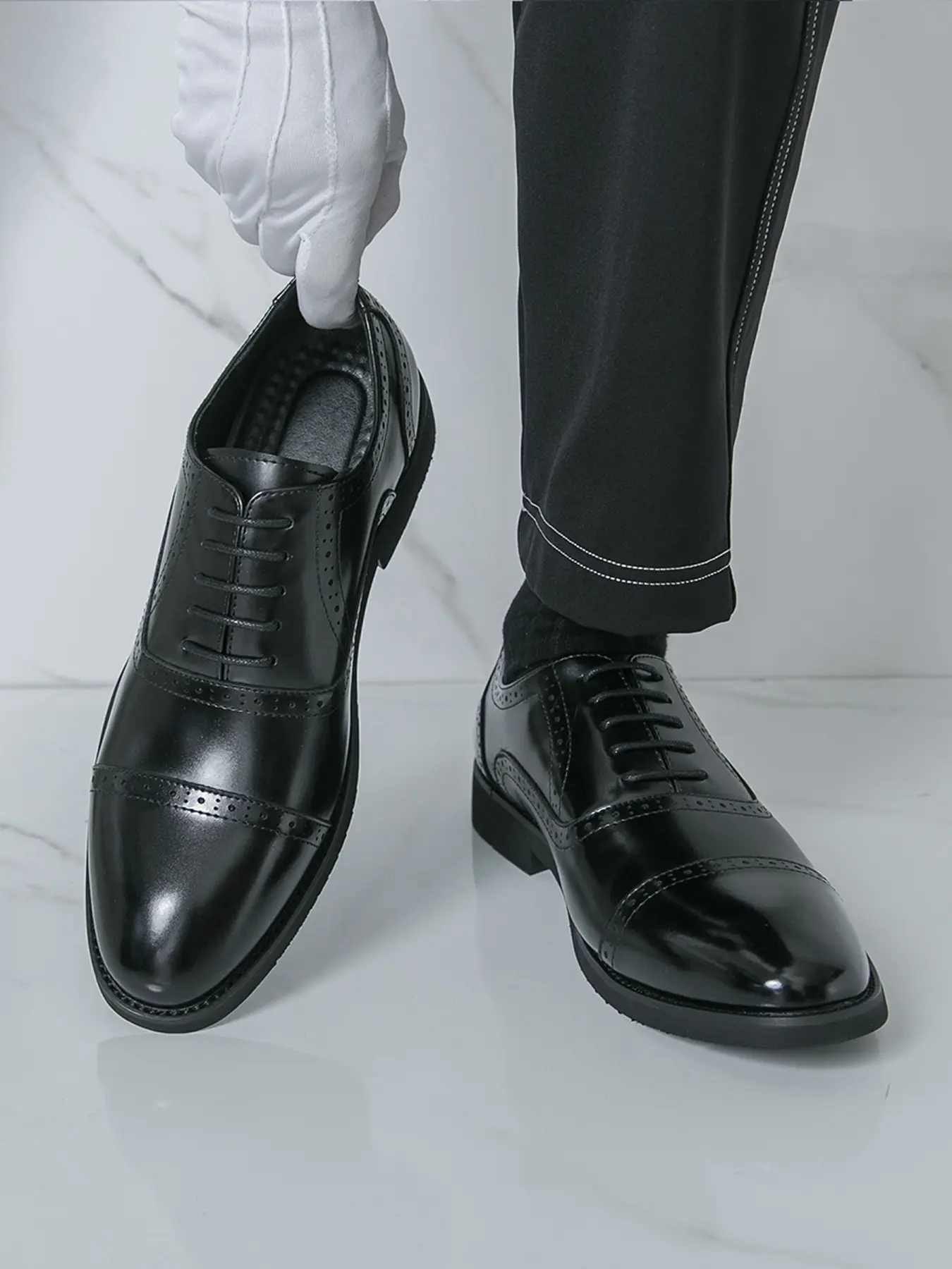 2026 New Men's Brogue Derby Dress Shoes, Vintage European Style, Lace-Up Square Toe, Flat Rubber Anti-Slip, Business Office, Wedding, Casual Wear