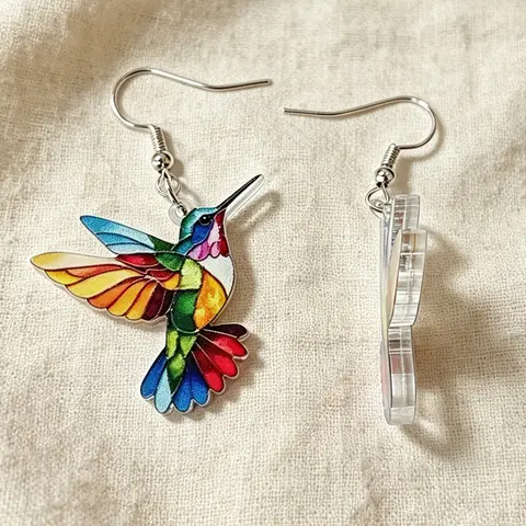 Hummingbird Design 2D Acrylic Dangle Earrings, Fashion Jewelry for Party, Daily Clothing Decor, Trendy All-match & Exquisite Jewelry for Gift, Unique Design Earrings