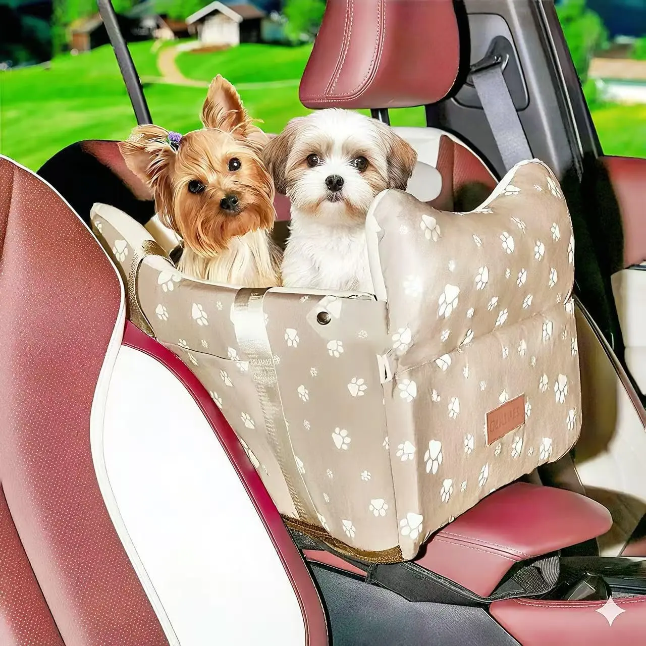 Center Console  Seat Up to 21 lbs, Khaki | Memory   Booster Seat Portable Medium  Armrest Booster With Soft Cushion Safety Belt