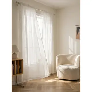 2 Pack High-Quality Double Strand Linen Cotton Window Curtains, delicate semi-sheer fabric filters mild light, great drape & wrinkle resistance, original texture enhances room vibe, versatile home decorative drapes for daily use