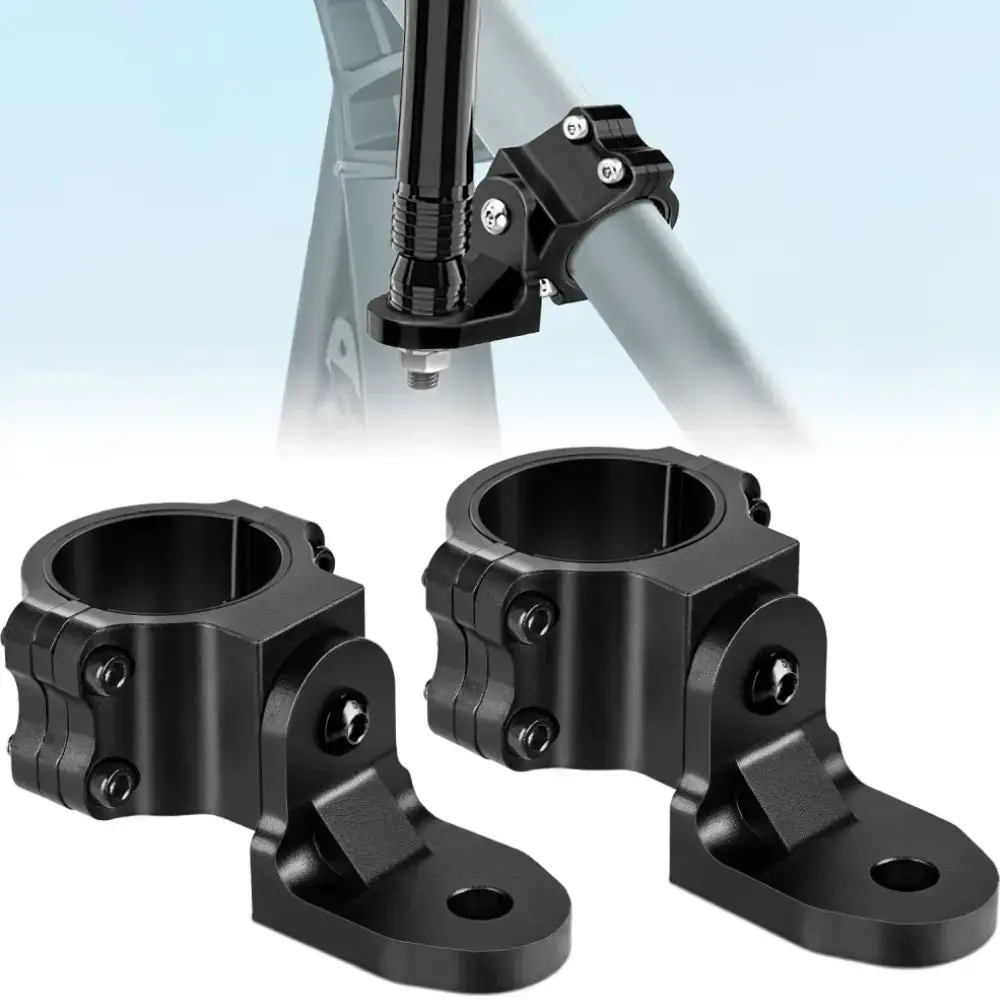 Nilight Durable Steel UTV Flag Antenna Mounting Bracket - UTV Accessories, Precise Welding, LED Light Rig Mount, 360° Adjust, Bolt-On, Rubber Inserts for 1.5in-1.75in & 1.75in-2in Round Roll Cage, 12.5mm, Black, Pair + Hardware