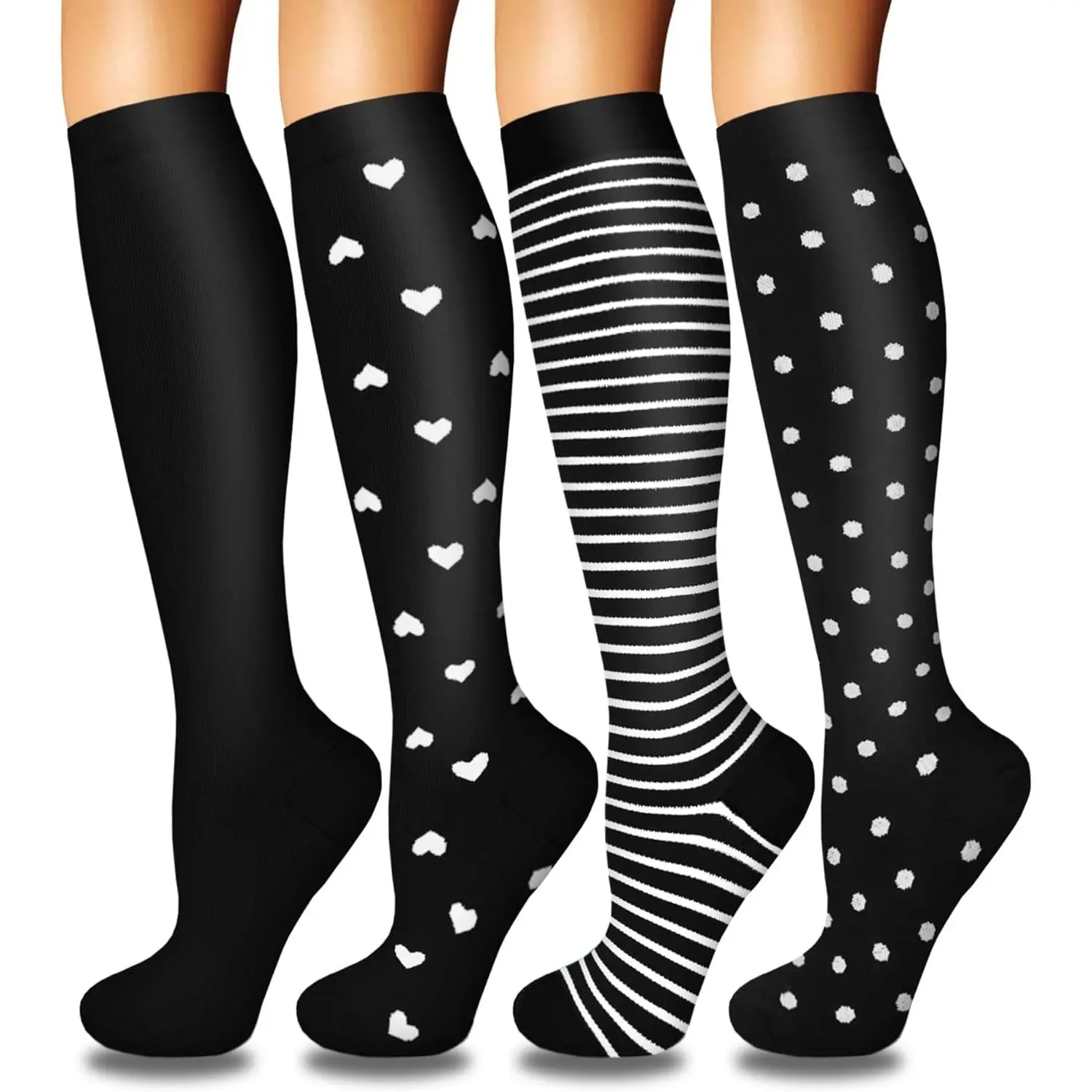02-6-black/love/stripes/dots-4 pairs