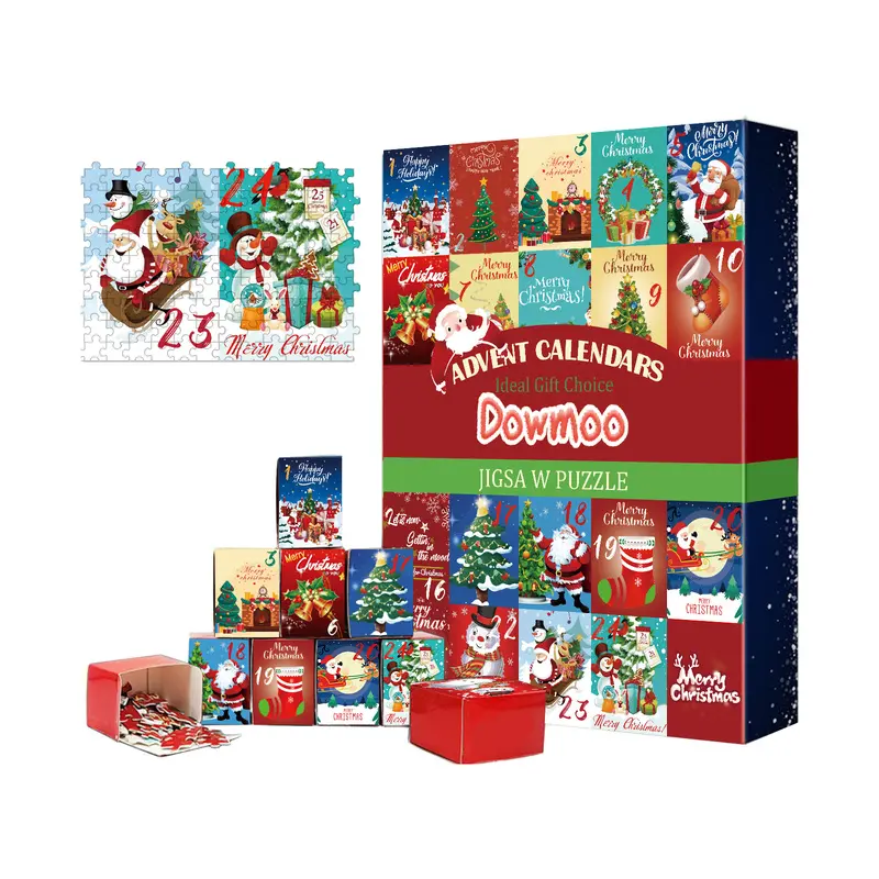 Dowmoo Christmas Advent Countdown Calendar, Creative Educational Puzzle Toy Gift Box for Children (DIY Specialty Toy Supply)