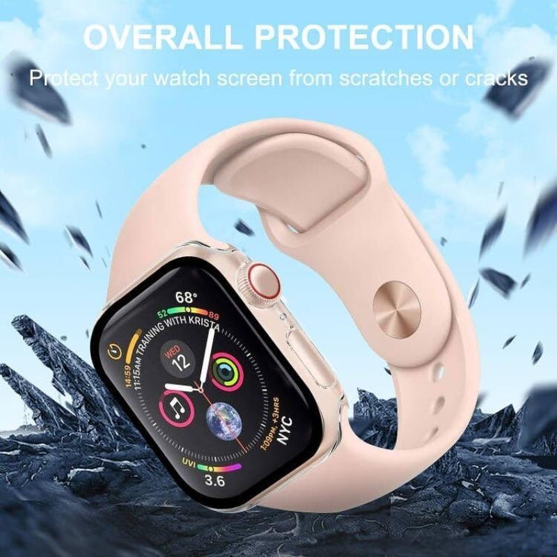 2-Pack PC Case with Tempered Glass for Apple Watch – Clear Protective Cover for 38-49mm