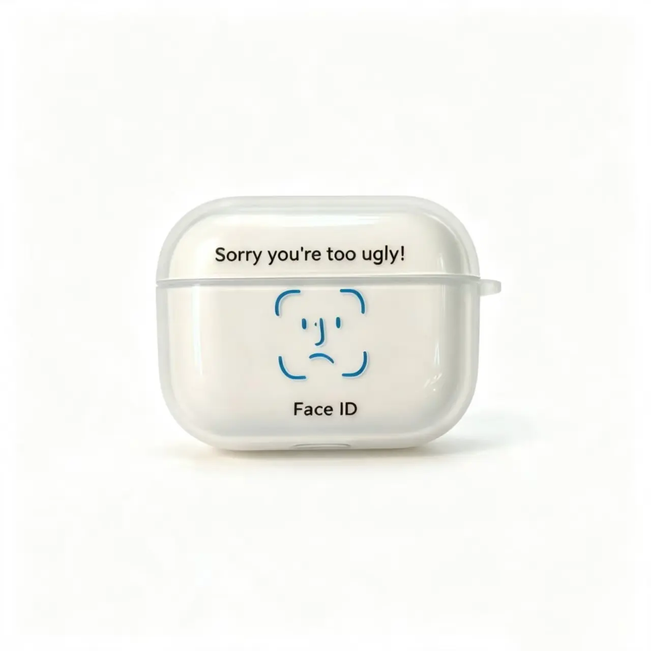 Funny Face ID Slogan Wireless Earbuds Case, Durable Hard Shell, Trendy Design for Young Adults, Daily Use, Parties, Commute