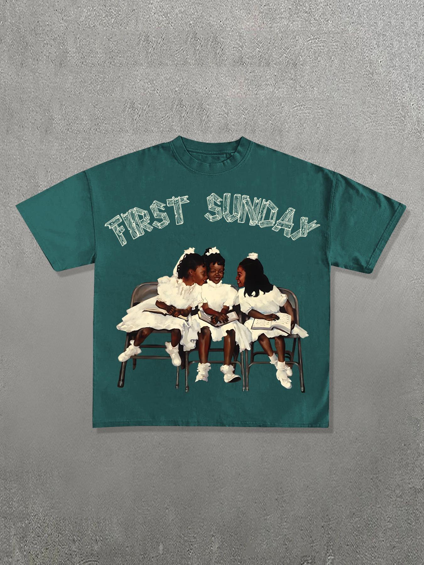 Men's Regular Fit Girl & Letter Print Round Neck Tee, Casual Short Sleeve Crew Neck T-shirt for Summer, Men's Top for Daily Wear, Casual Style Tee