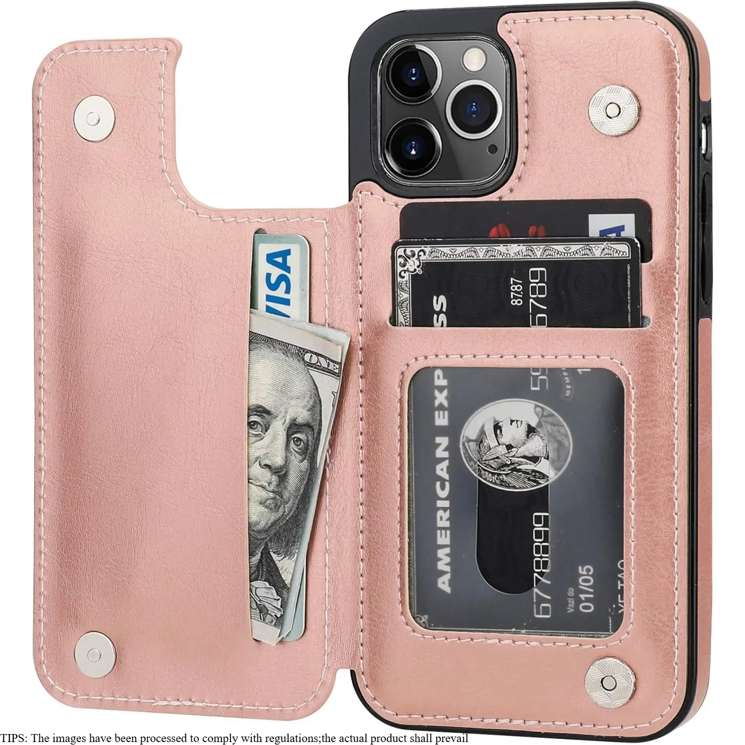 Drop-Proof Sturdy PU Leather Flip Wallet Phone Case with Card Slots & Kickstand, Secure Double Magnetic Clasp Protective Cover for iPhone 17/16/15/14/13/12 Series Air/Plus/Pro/Pro Max Phone Shell
