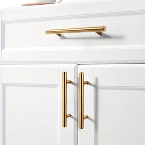 10-Pack Gold Stainless Steel Cabinet Handles - 5.9"/7.8" Brushed Arched Handles, Suitable for Kitchen Drawers, Includes Mount