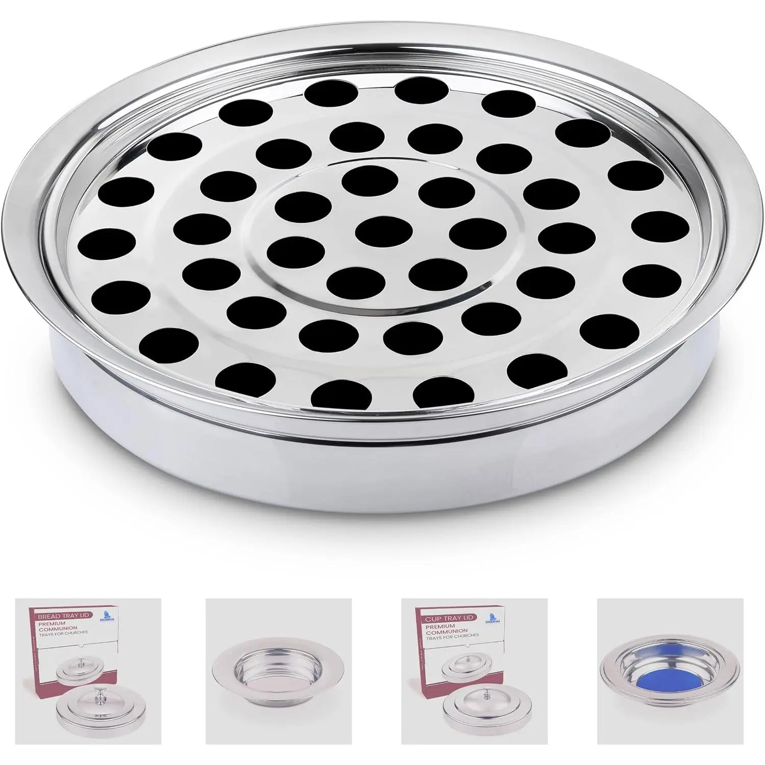 (Cup Tray)   Communion Trays for Churches | Stainless Steel Communion Set, Supplies | 40 Cup Tray | Church Communion Ware Sets