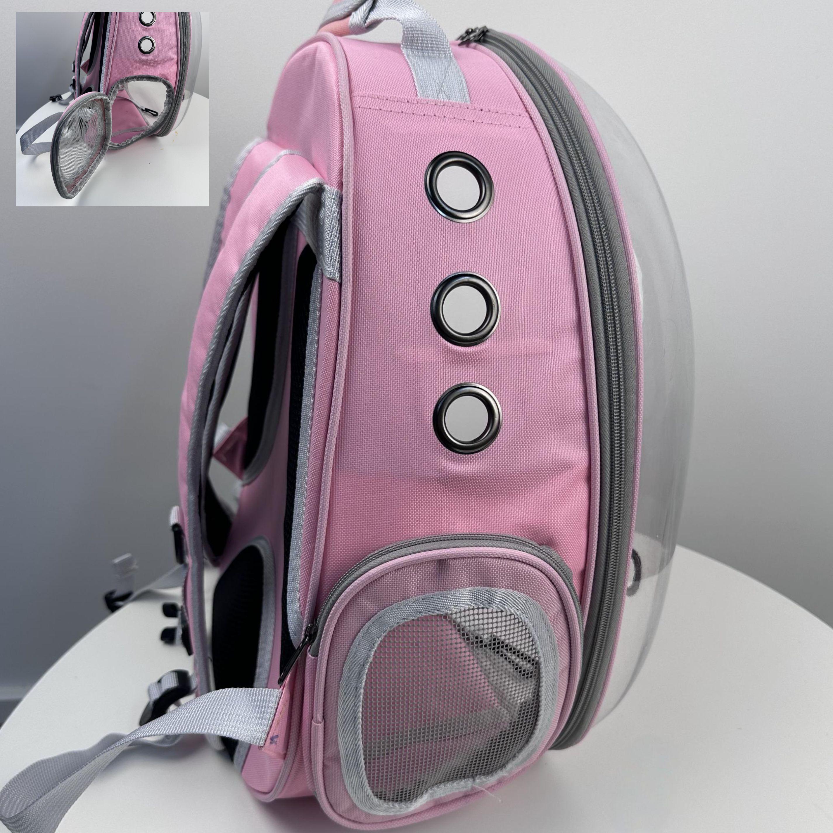 Pet Backpack Carrier - Breathable Transparent Design with Mesh Pocket & Adjustable Straps for Small Dogs & Cats - 16x12x9 Inches - Hand Wash Only - Stylish & Comfortable