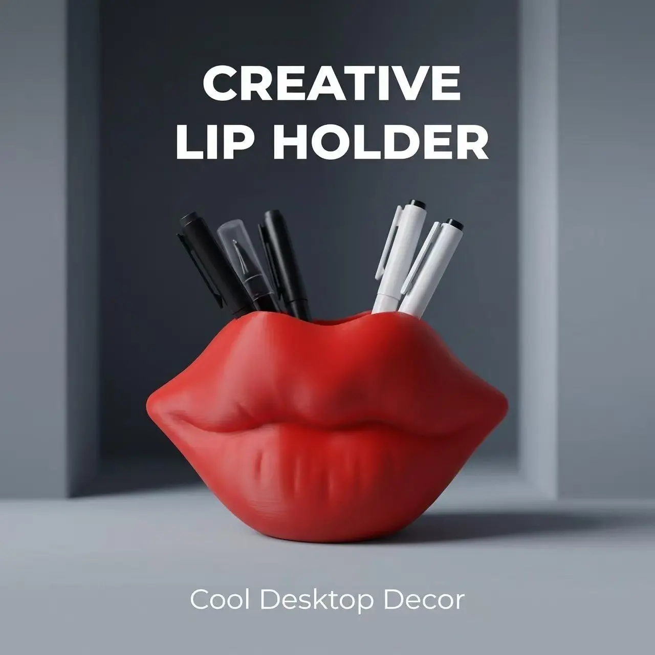 Creative Lipstick Shape Pen Holder, Personalized Lip Storage Bucket, Artistic Desk Decor, Love Theme Ornament for Home Office Bedroom Bar Hotel Bathroom Wedding Valentine Gift