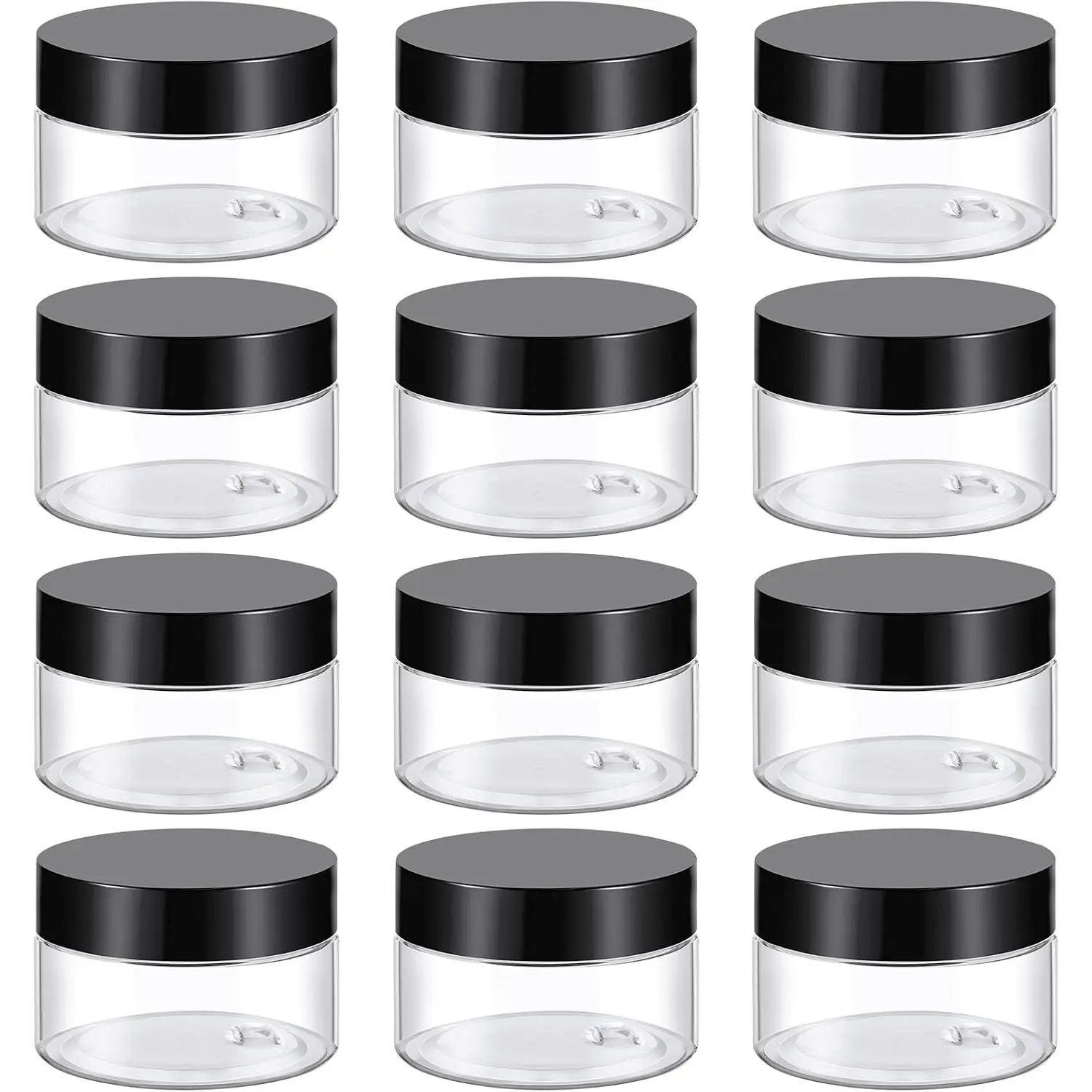 1 Oz Plastic Containers Small Jars with , 12 Pack | , Empty Round Clear,  Containers,  Containers, For Travel Makeups, , Ointments, Salve, Samples