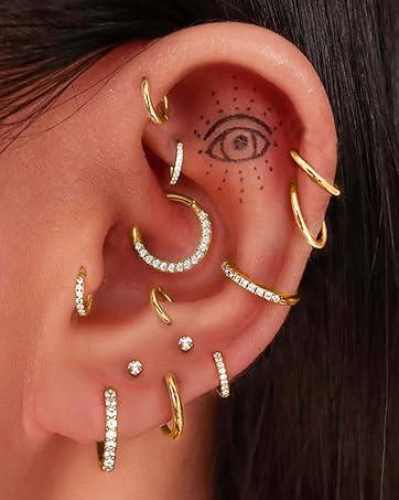 THUNARAZ 5 Pcs Shining Seamless Body Piercing Nose Rings Hoop 8mm 10mm for Women Men CZ Opal Septum Hinged Clicker Segment Lip Rings Helix Cartilage Hoop Earring 18G 16G Surgical Steel Rings for Birthday Summer Beach Ocean Vocation Parties Christmas Gift