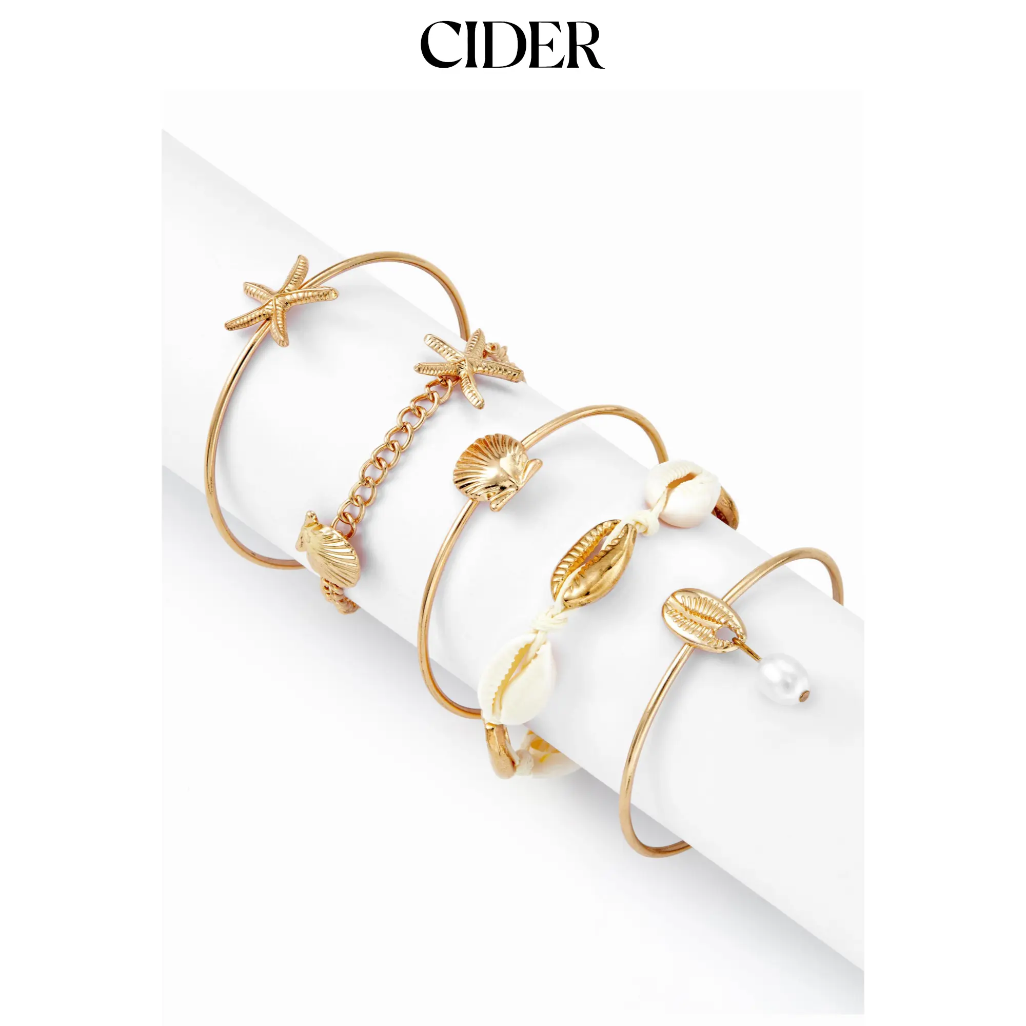 Cider 5 PCS SHELL & STARFISH BRACELET SET
