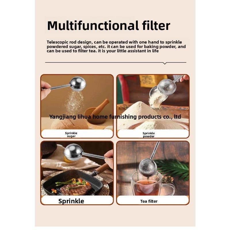 Baking Game-Changer! Stainless Steel Push-Type Flour Duster Sifter, Long Handle for Even Powder Sugar/Flour Sprinkling, No-Mess Kitchen Gadget for Home Baking