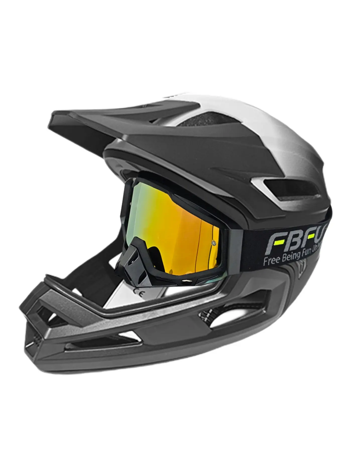 Gradient Full-Face Off-Road Helmet with Detachable Chin Guard & Impact-Resistant Goggles. PC+EPS lightweight shock-absorbing shell, multi-vent airflow, adjustable fit and washable liner. mountain biking and outdoor riding for men & women.