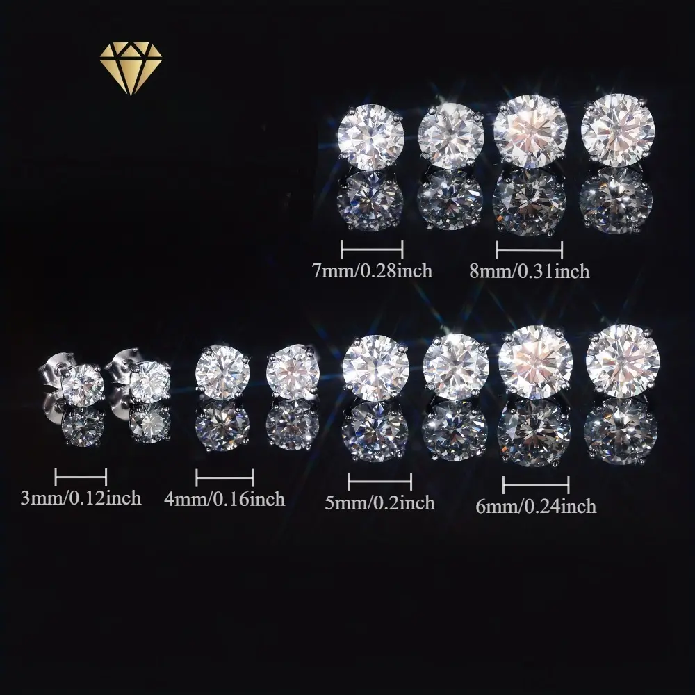 Cubic zirconia stud earrings suitable for everyone, multiple sizes of earring backs available, tested and passed, perfect birthday earring gift, classic four-prong design