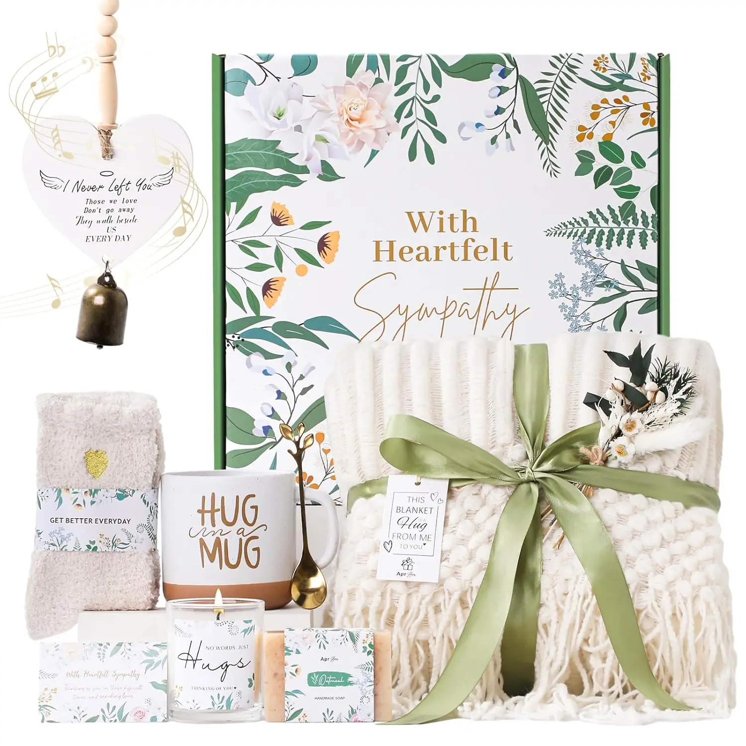 Sympathy Gifts for Loss of Loved One Care Package for Women Sympathy Gift Baskets Bereavement Miscarriage Grief Condolences Gifts for Mother Friend Sorry for Your Loss Basket with Memorial Wind Chimes